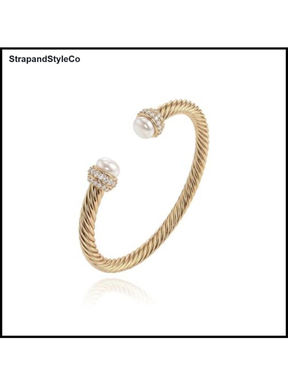 14K Gold Plated Twisted Cable Cuff Bangle Bracelet Adjustable